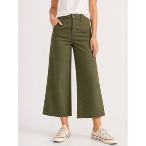 Just Black Denim Wide Leg Jeans Pants Olive Green High Rise Made In USA Sz 31